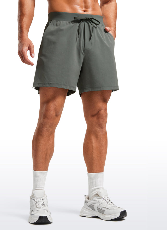 CRZ YOGA Men's Quick Dry Lightweight Gym Shorts with Zipper Pocket Grey Sage
