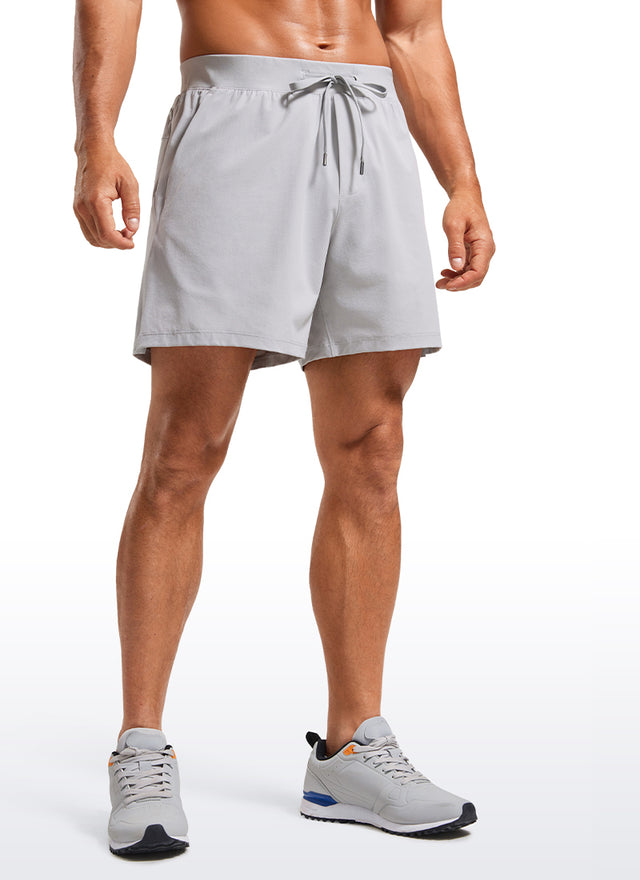 CRZ YOGA Men's Quick Dry Lightweight Gym Shorts with Zipper Pocket Platinum Grey