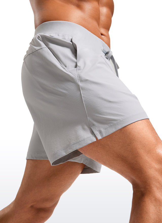 CRZ YOGA Men's Quick Dry Lightweight Gym Shorts with Zipper Pocket Platinum Grey