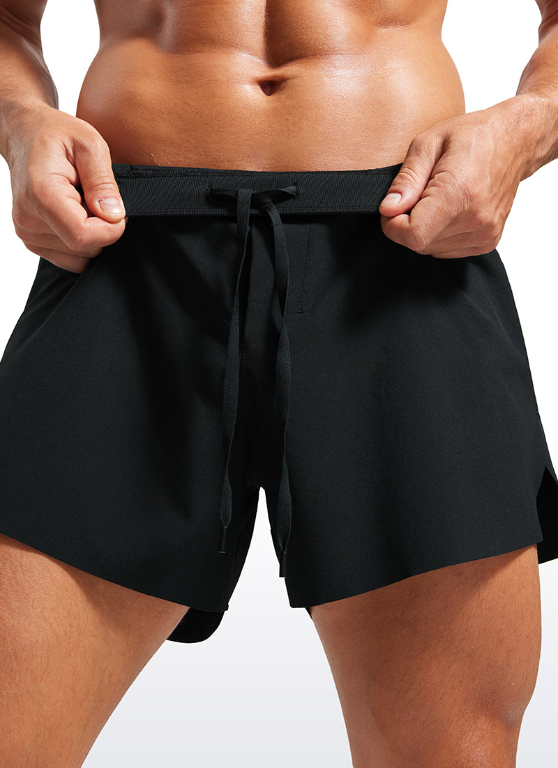 CRZ YOGA Men's 2 in 1 Running Dolphin Quick Dry Zip Pocket Shorts  4'' Black @model_info:M
