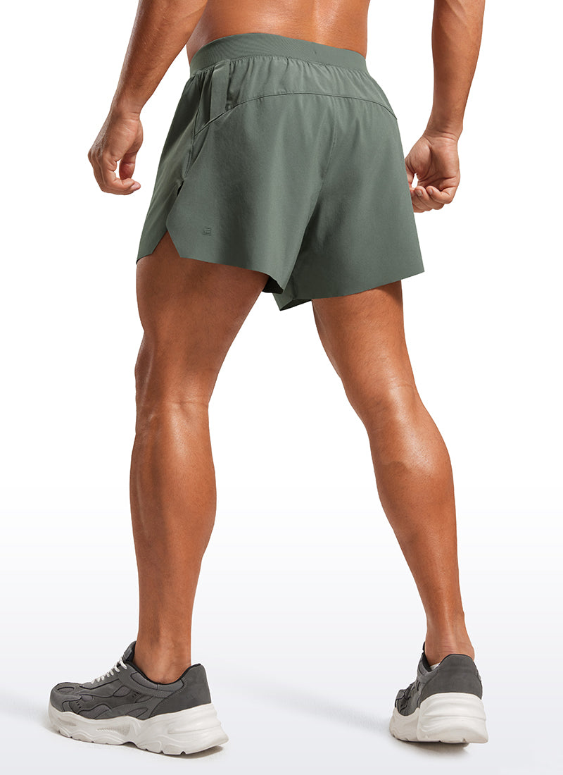 CRZ YOGA Men's 2 in 1 Running Dolphin Quick Dry Zip Pocket Shorts  4'' Grey Sage @model_info:M