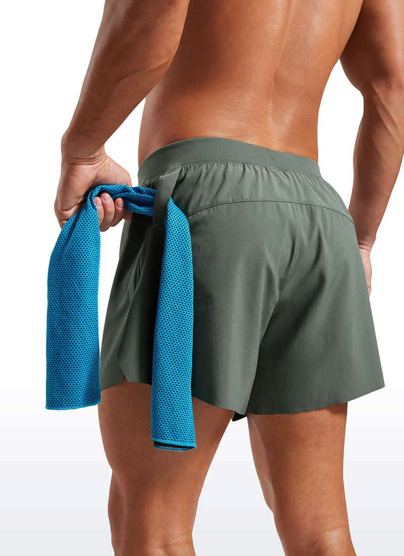 CRZ YOGA Men's 2 in 1 Running Dolphin Quick Dry Zip Pocket Shorts  4'' Grey Sage @model_info:M