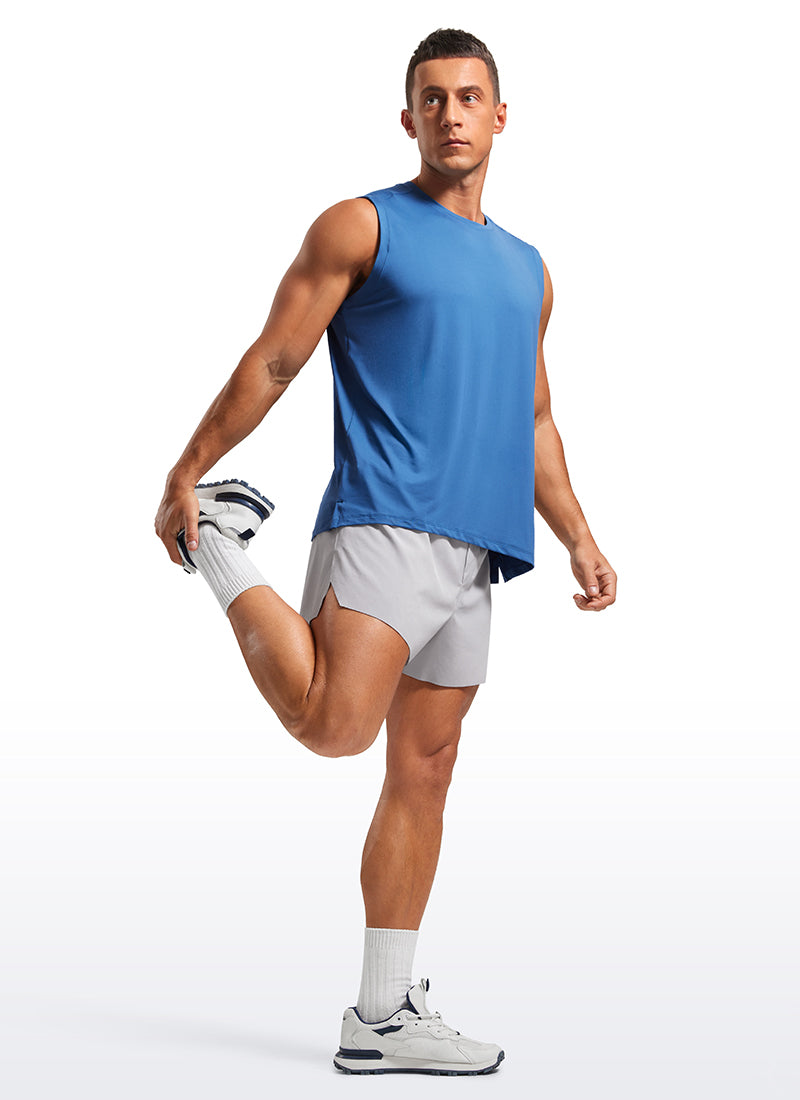 CRZ YOGA Men's 2 in 1 Running Dolphin Quick Dry Zip Pocket Shorts  4'' Gull Gray @model_info:M