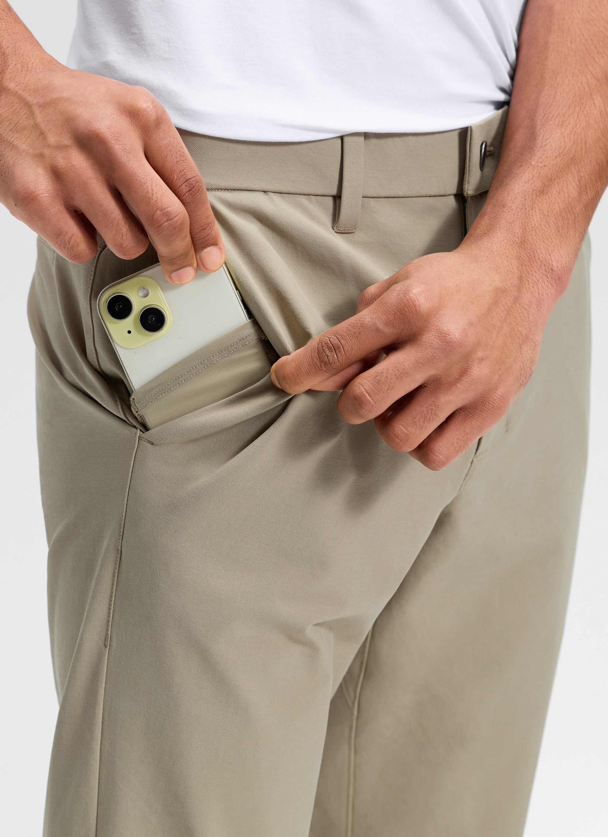 CRZ YOGA Man's Stretch Cotton Golf Mid Rise Pocket Chino Pant 30