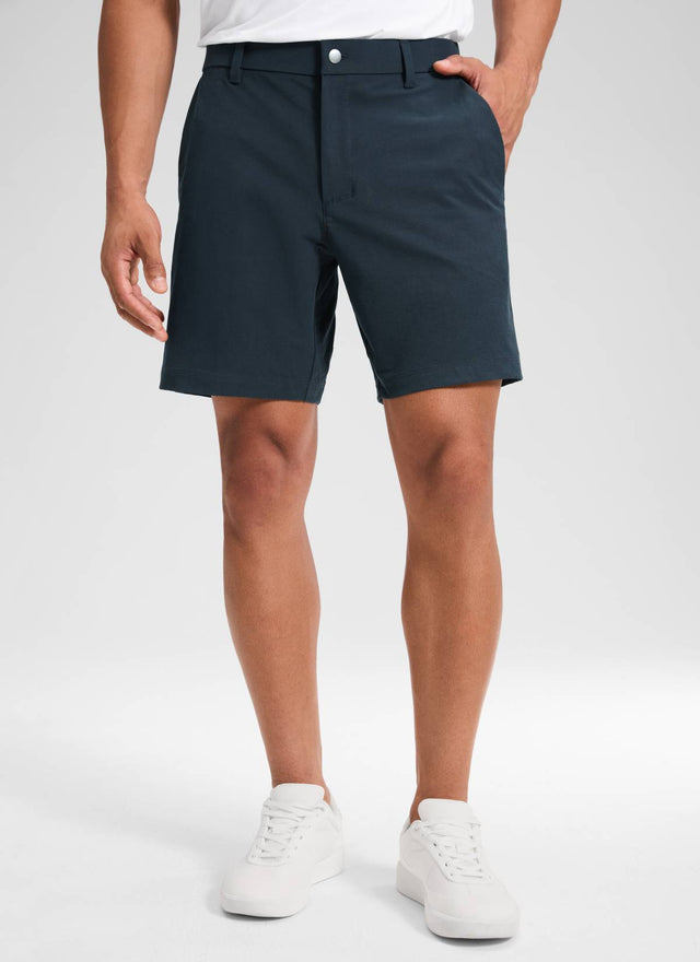 CRZ YOGA Men's Stretch Cotton Golf Mid Rise Pocket Chino Shorts 7
