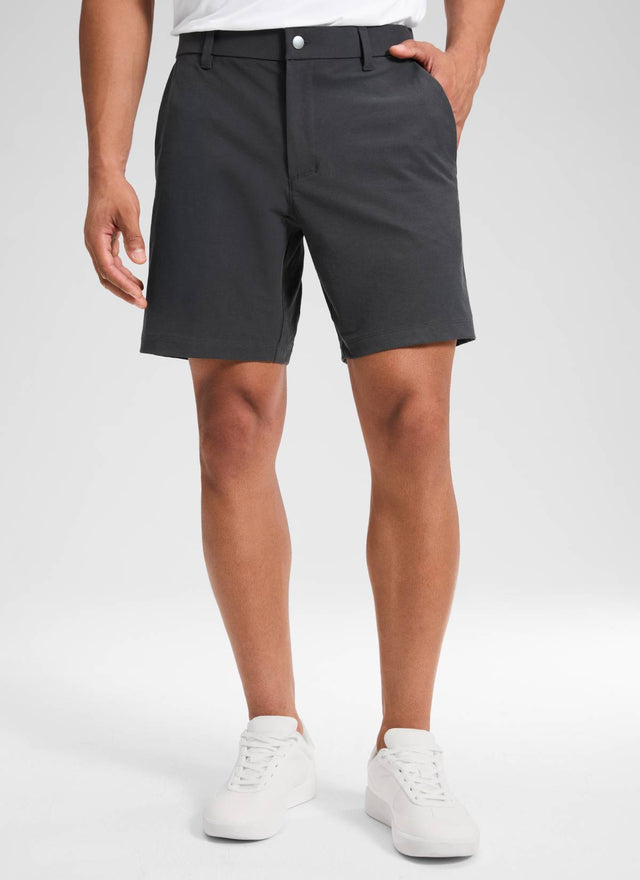 CRZ YOGA Men's Stretch Cotton Golf Mid Rise Pocket Chino Shorts 7