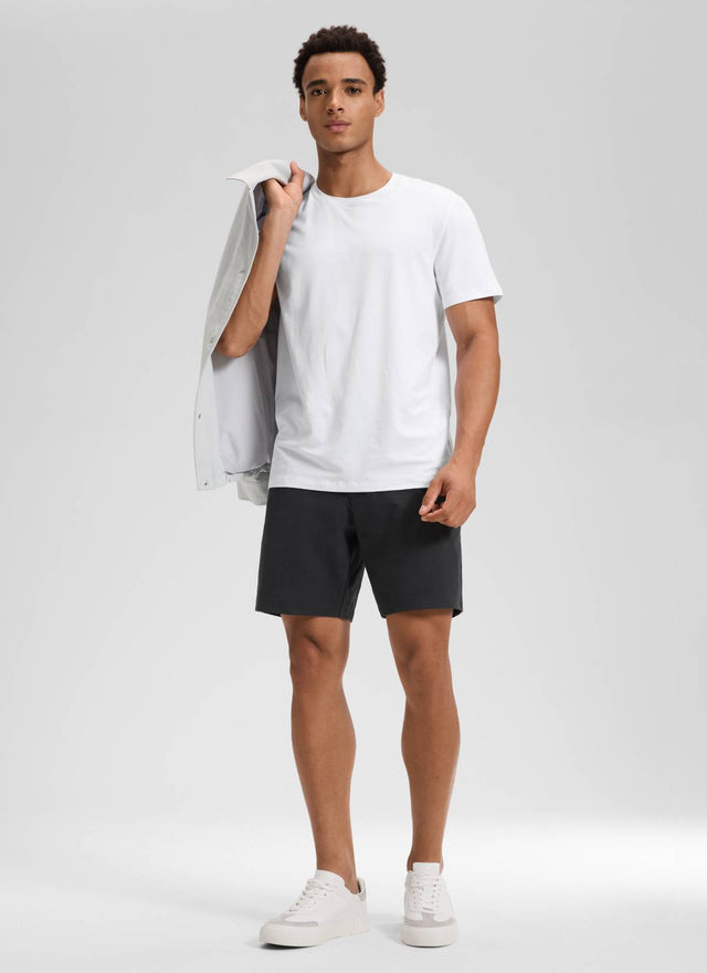 CRZ YOGA Men's Stretch Cotton Golf Mid Rise Pocket Chino Shorts 7