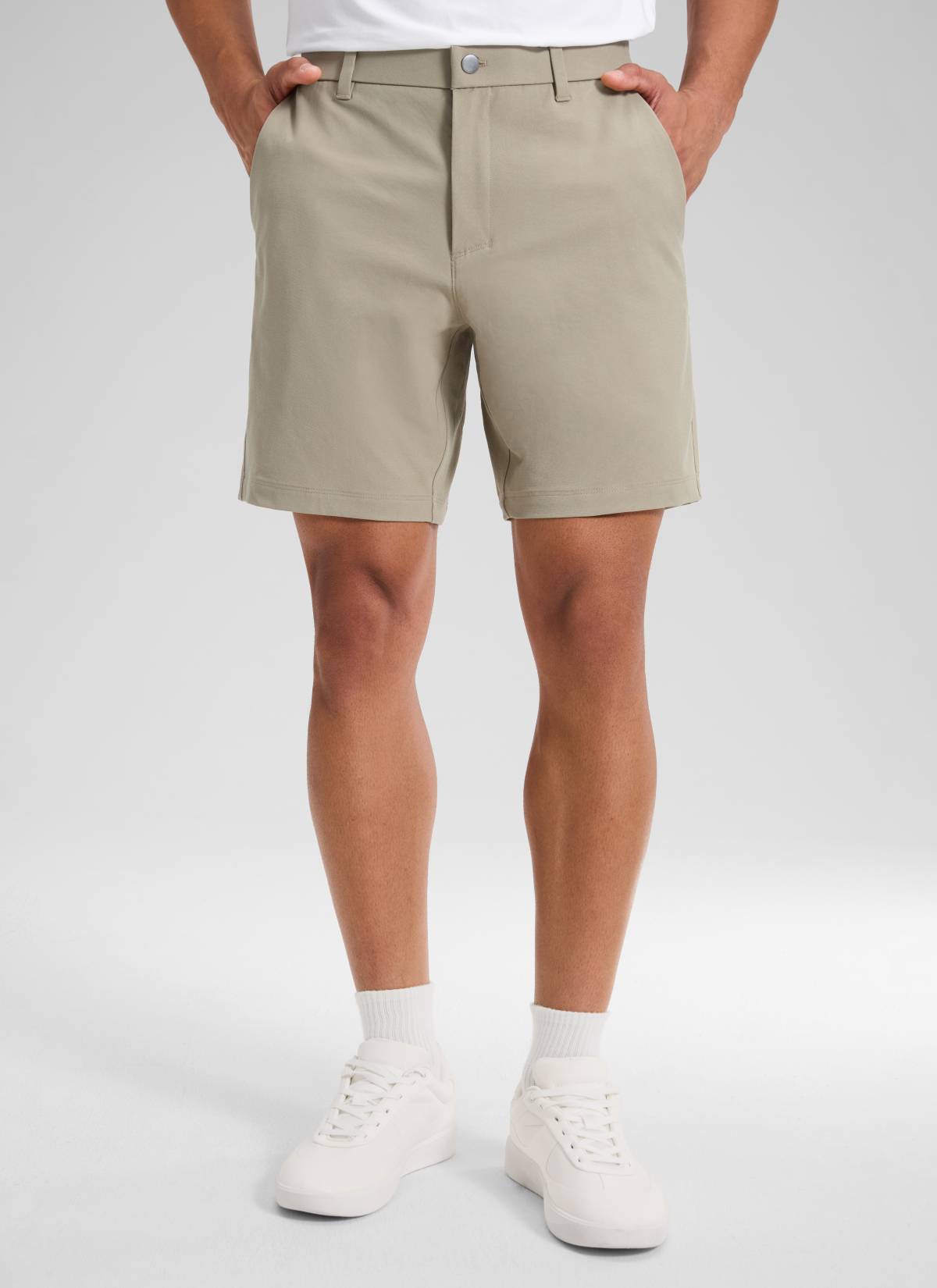 CRZ YOGA Men's Stretch Cotton Golf Mid Rise Pocket Chino Shorts 7