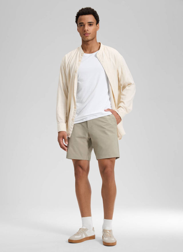 CRZ YOGA Men's Stretch Cotton Golf Mid Rise Pocket Chino Shorts 7