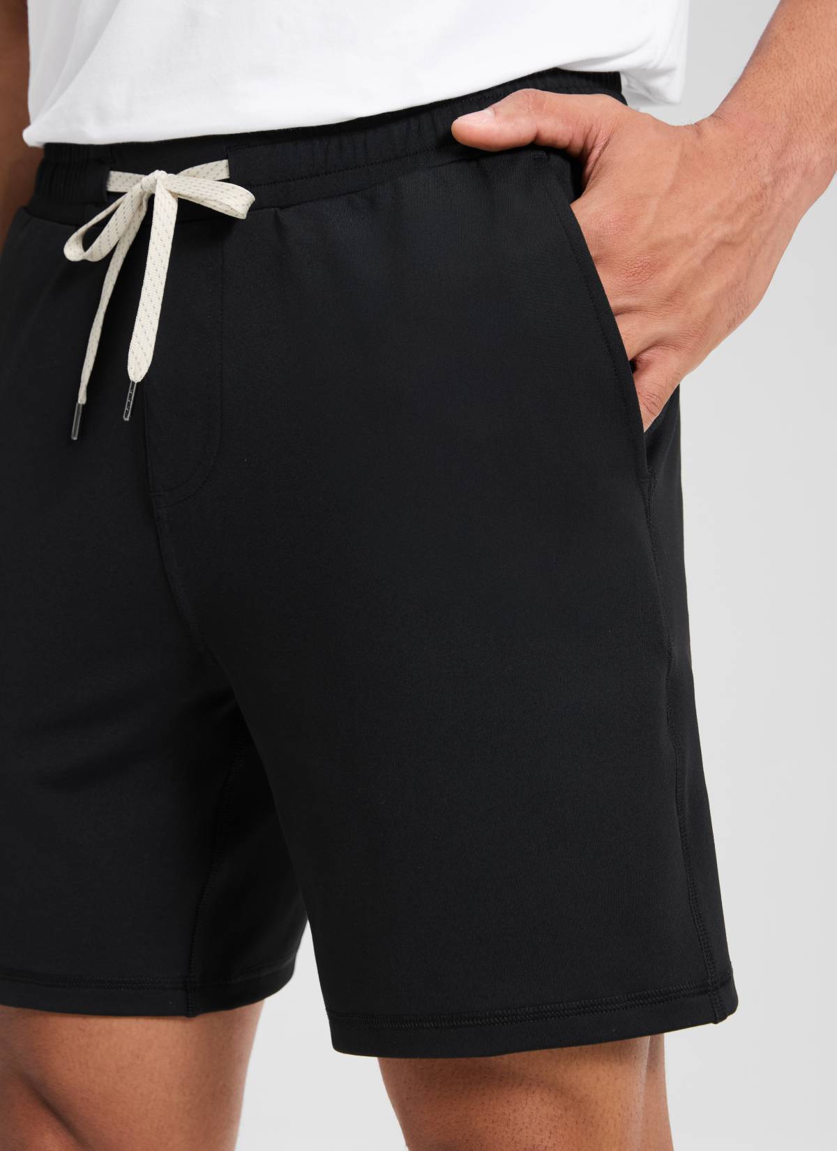 CRZ YOGA Men's Workout Mid Rise Drawstring Performance Knit Shorts 7