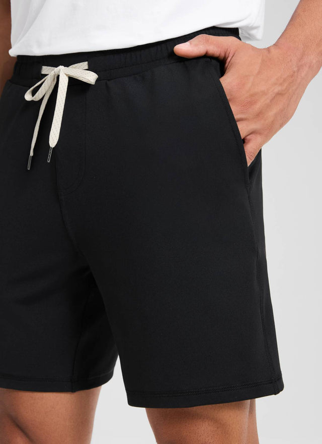 CRZ YOGA Men's Workout Mid Rise Drawstring Performance Knit Shorts 7