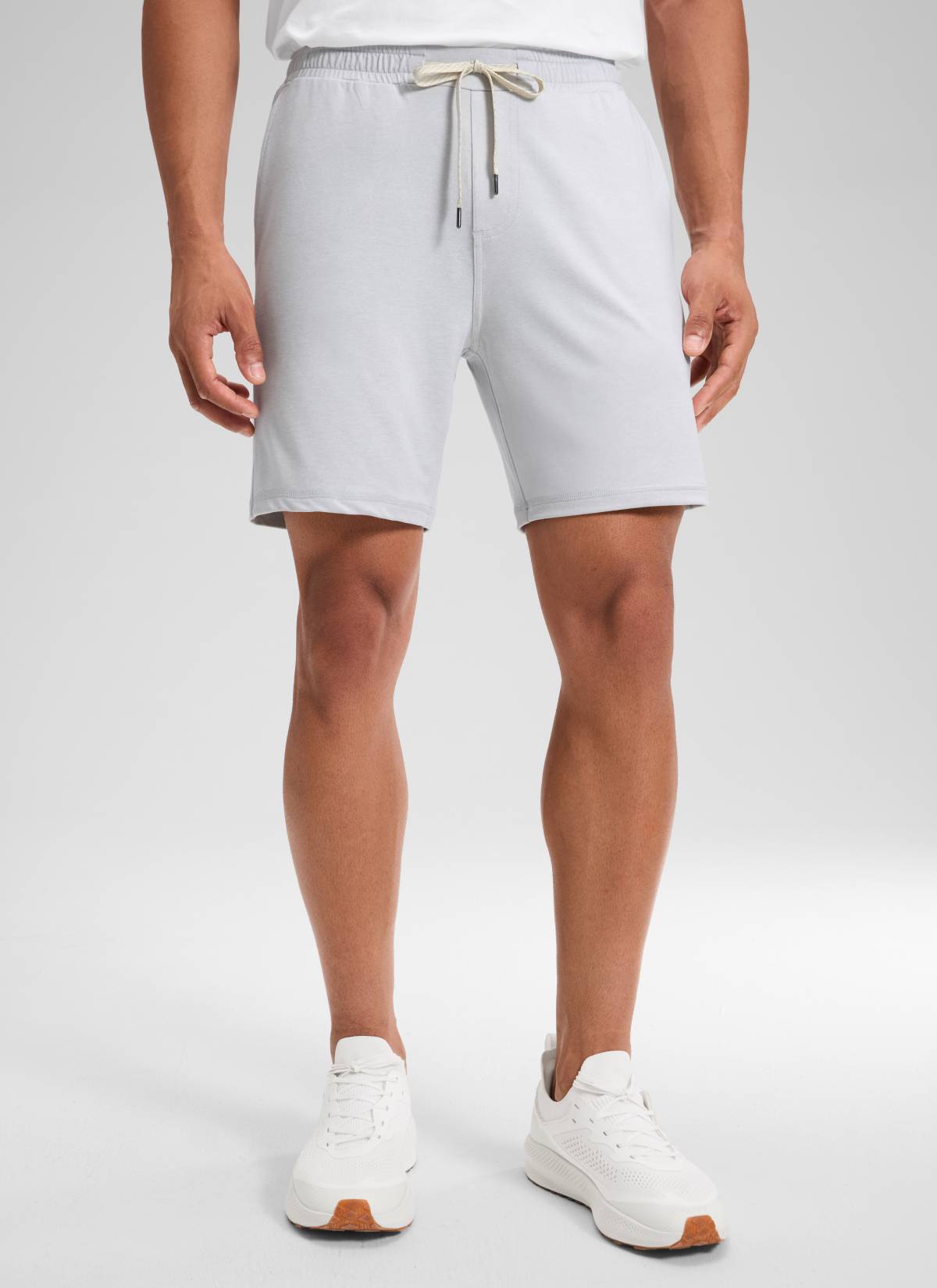 CRZ YOGA Men's Workout Mid Rise Drawstring Performance Knit Shorts 7