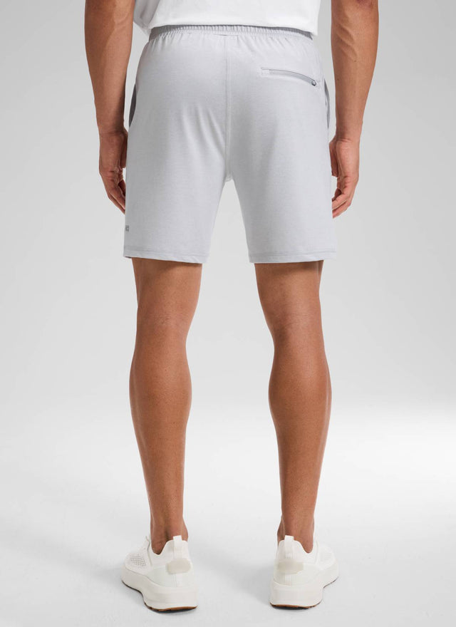 CRZ YOGA Men's Workout Mid Rise Drawstring Performance Knit Shorts 7