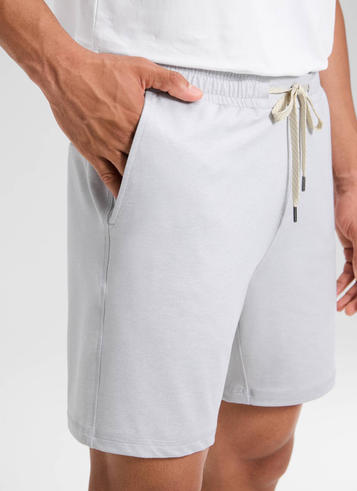 CRZ YOGA Men's Workout Mid Rise Drawstring Performance Knit Shorts 7