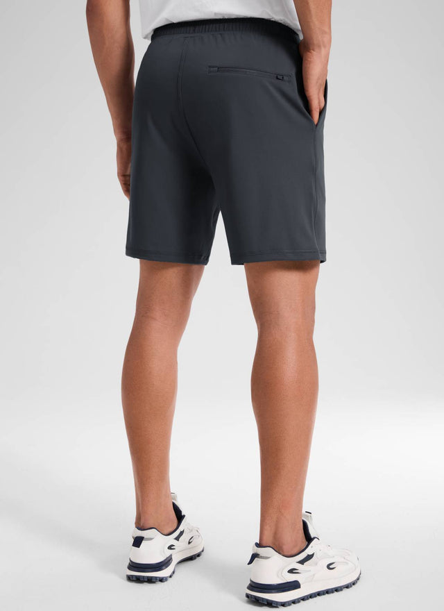 CRZ YOGA Men's Workout Mid Rise Drawstring Performance Knit Shorts 7