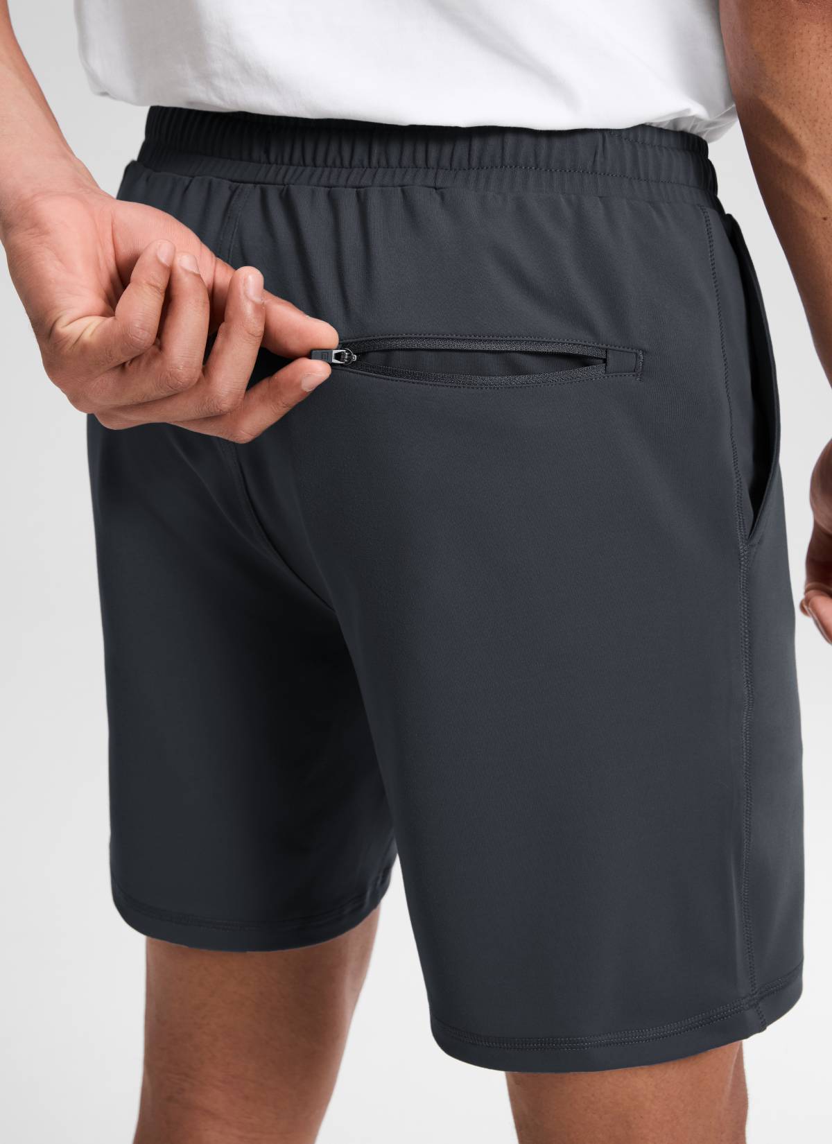 CRZ YOGA Men's Workout Mid Rise Drawstring Performance Knit Shorts 7