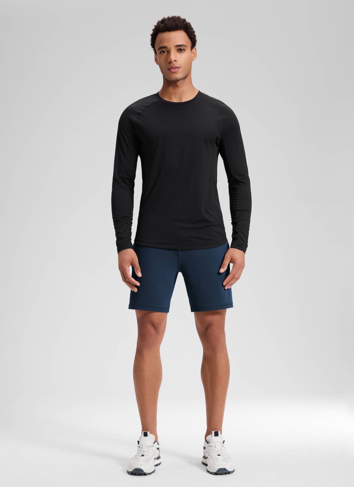 CRZ YOGA Men's Workout Mid Rise Drawstring Performance Knit Shorts 7
