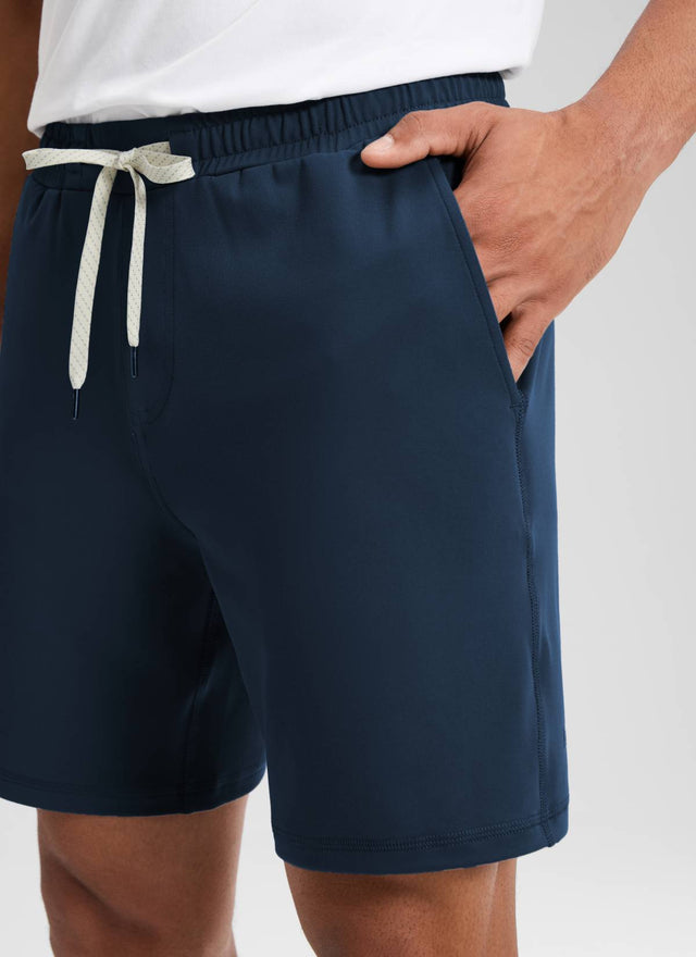 CRZ YOGA Men's Workout Mid Rise Drawstring Performance Knit Shorts 7