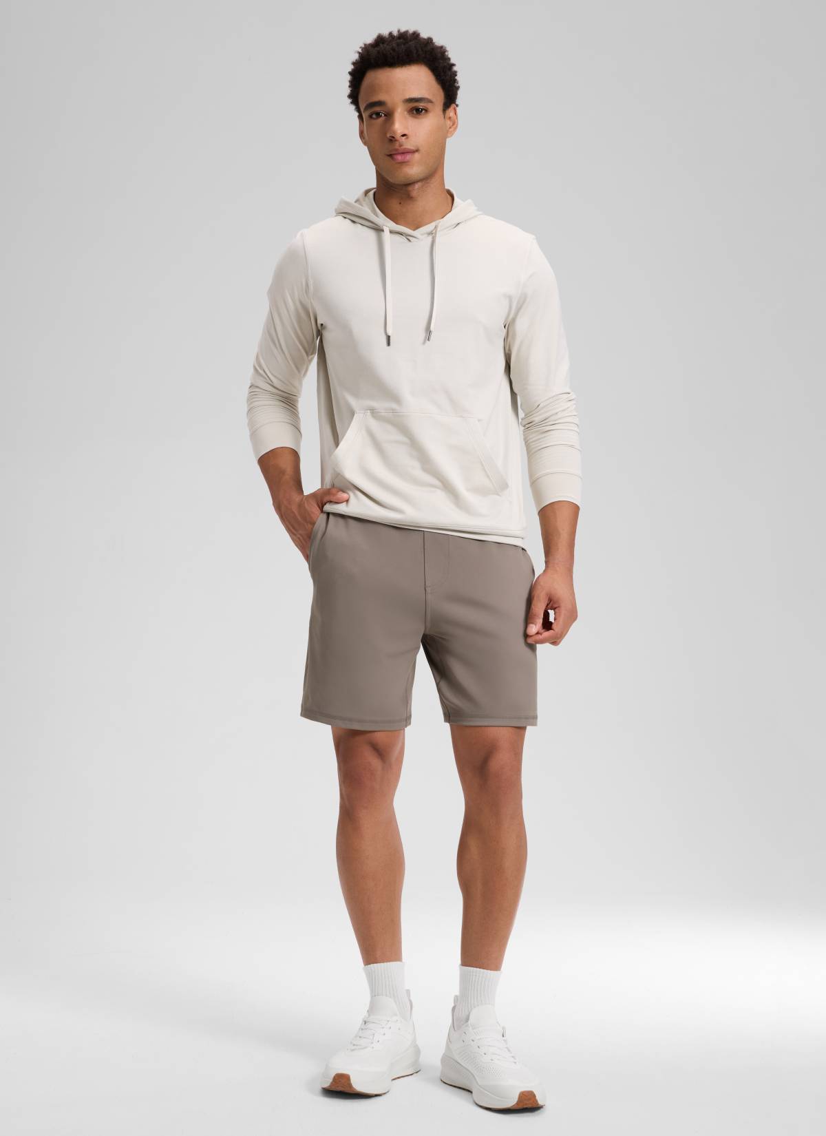 CRZ YOGA Men's Workout Mid Rise Drawstring Performance Knit Shorts 7
