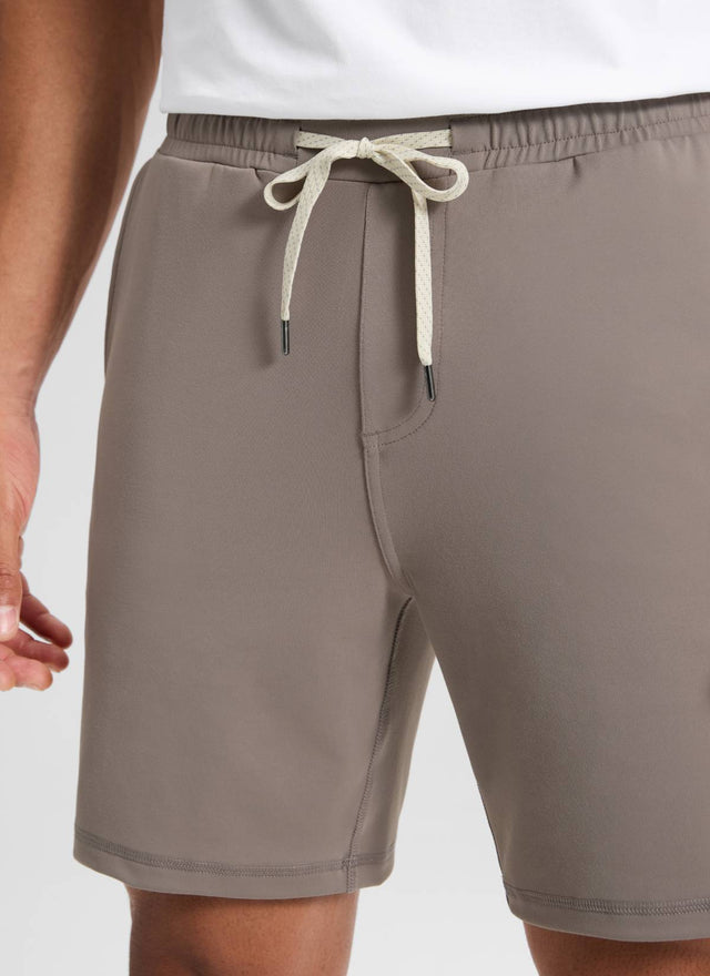 CRZ YOGA Men's Workout Mid Rise Drawstring Performance Knit Shorts 7