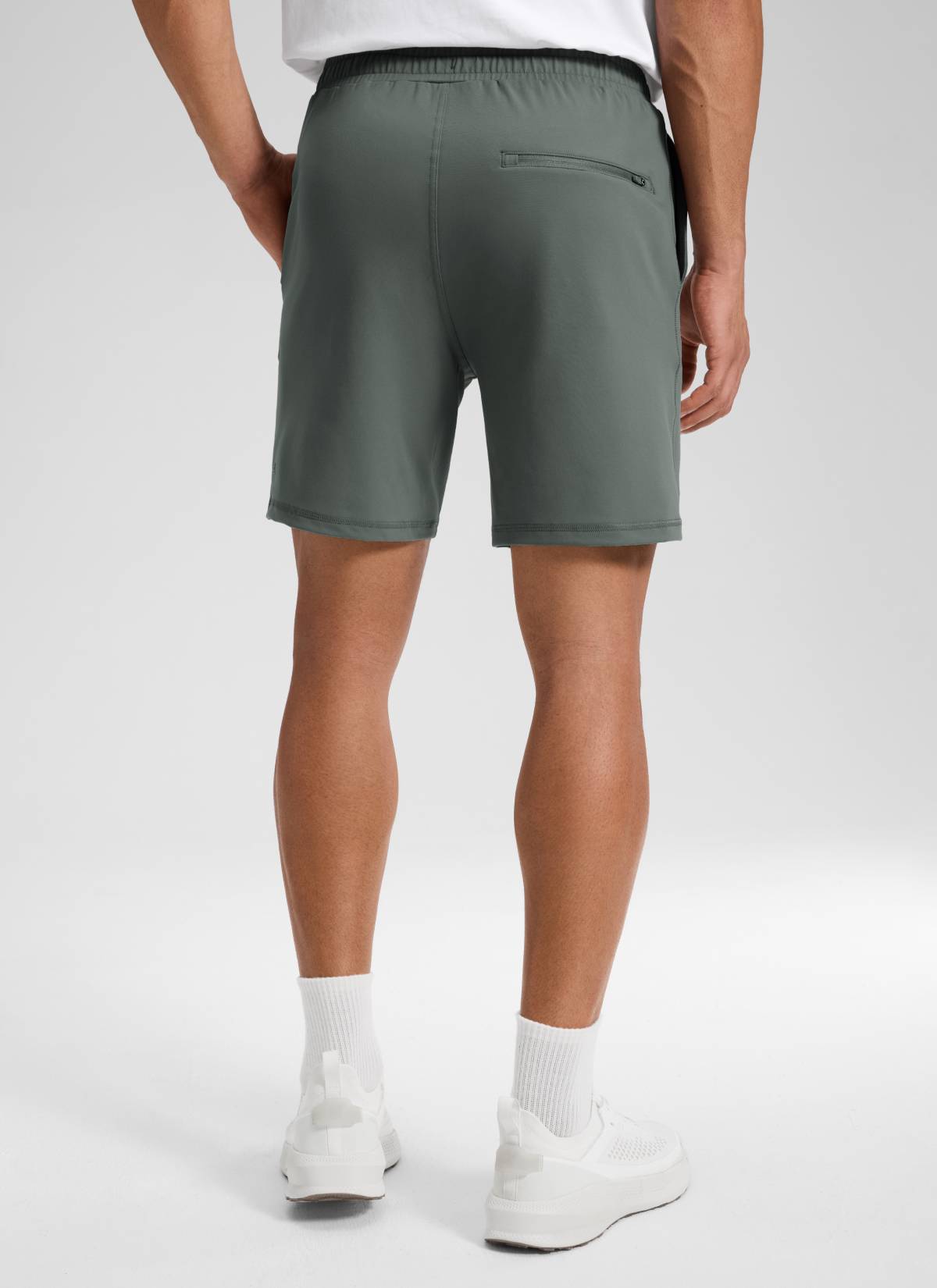 CRZ YOGA Men's Workout Mid Rise Drawstring Performance Knit Shorts 7