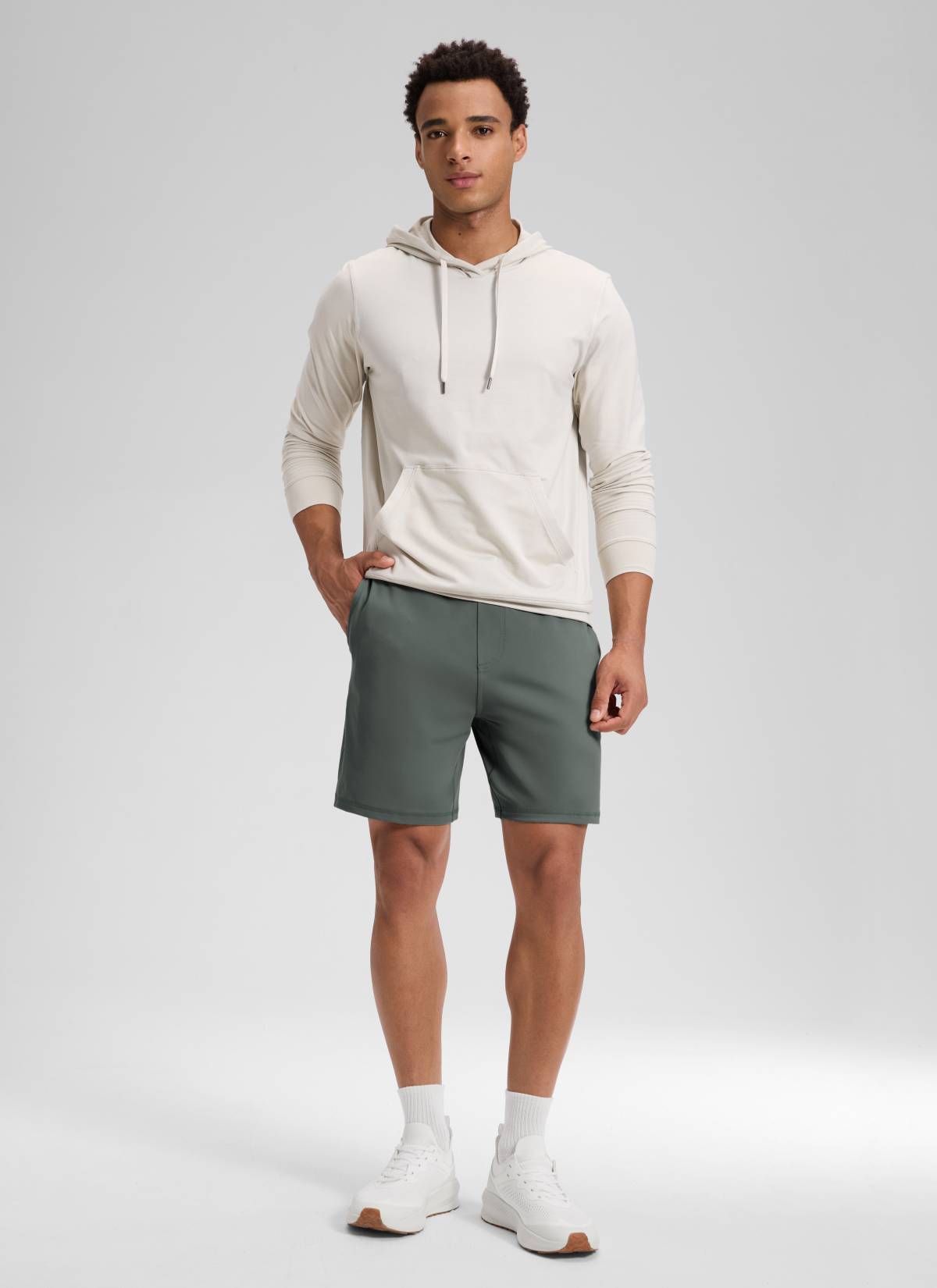 CRZ YOGA Men's Workout Mid Rise Drawstring Performance Knit Shorts 7
