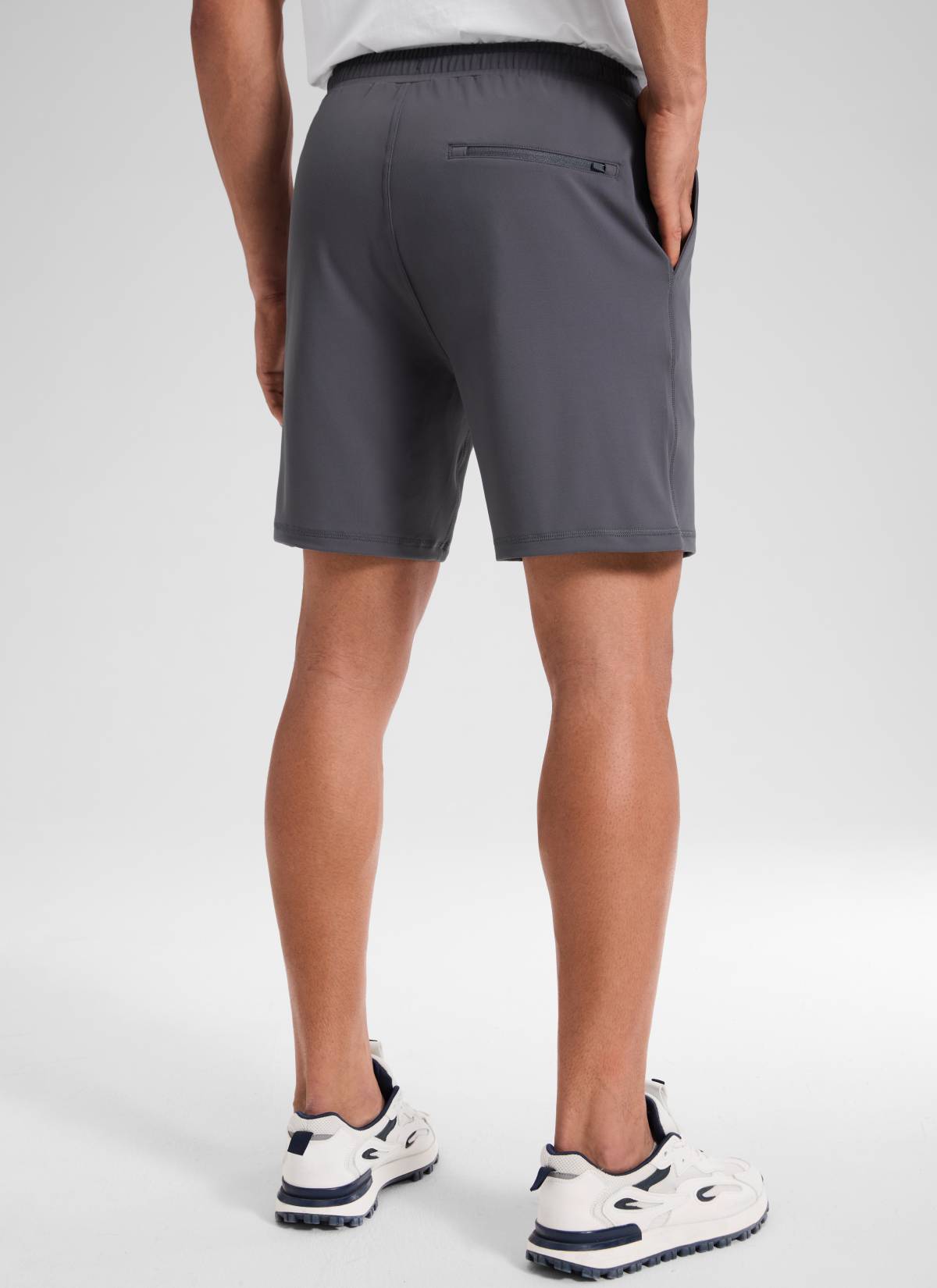 CRZ YOGA Men's Workout Mid Rise Drawstring Performance Knit Shorts 7