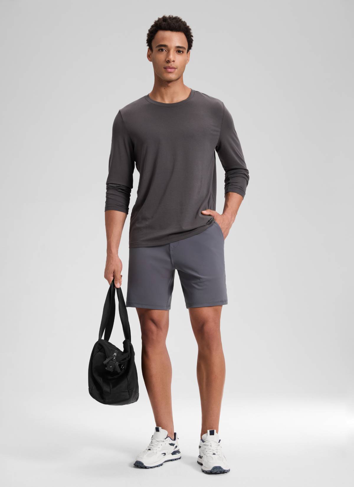 CRZ YOGA Men's Workout Mid Rise Drawstring Performance Knit Shorts 7