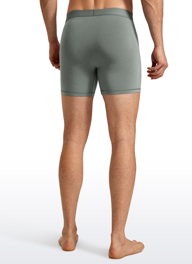 CRZ YOGA Men's Ultra-Soft Modal Double Lined 5" Boxer Underwear Black Slate Blue Hot Fudge Brown