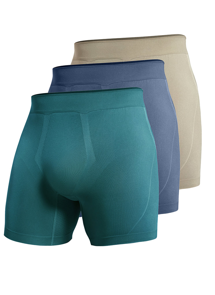 CRZ YOGA Men's Seamless Boxer Briefs Sports Underwear (3-Pack) Ink Gray True Navy White