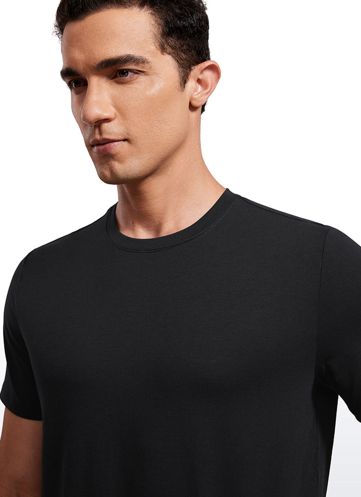 CRZ YOGA Men's Casual Classic Fit Quick Dry Crew Neck Short Sleeves Black