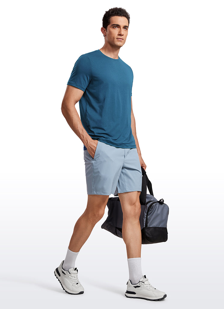 CRZ YOGA Men's Casual Classic Fit Quick Dry Crew Neck Short Sleeves Grey Sage