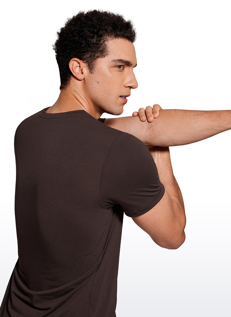 CRZ YOGA Men's Casual Classic Fit Quick Dry Crew Neck Short Sleeves Rhino Grey