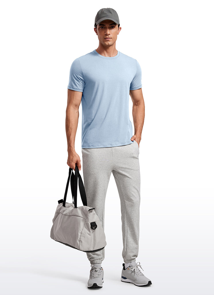 CRZ YOGA Men's Casual Classic Fit Quick Dry Crew Neck Short Sleeves Iron Blue