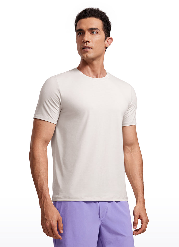 CRZ YOGA Men's Casual Classic Fit Quick Dry Crew Neck Short Sleeves White