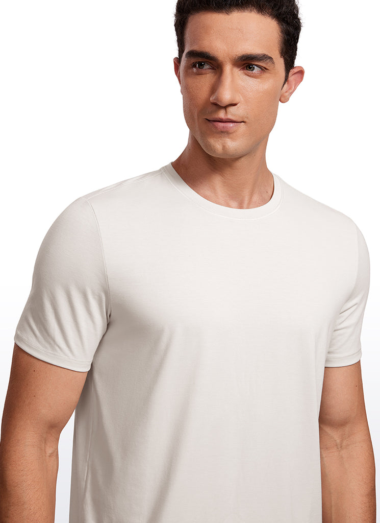 CRZ YOGA Men's Casual Classic Fit Quick Dry Crew Neck Short Sleeves Milky White
