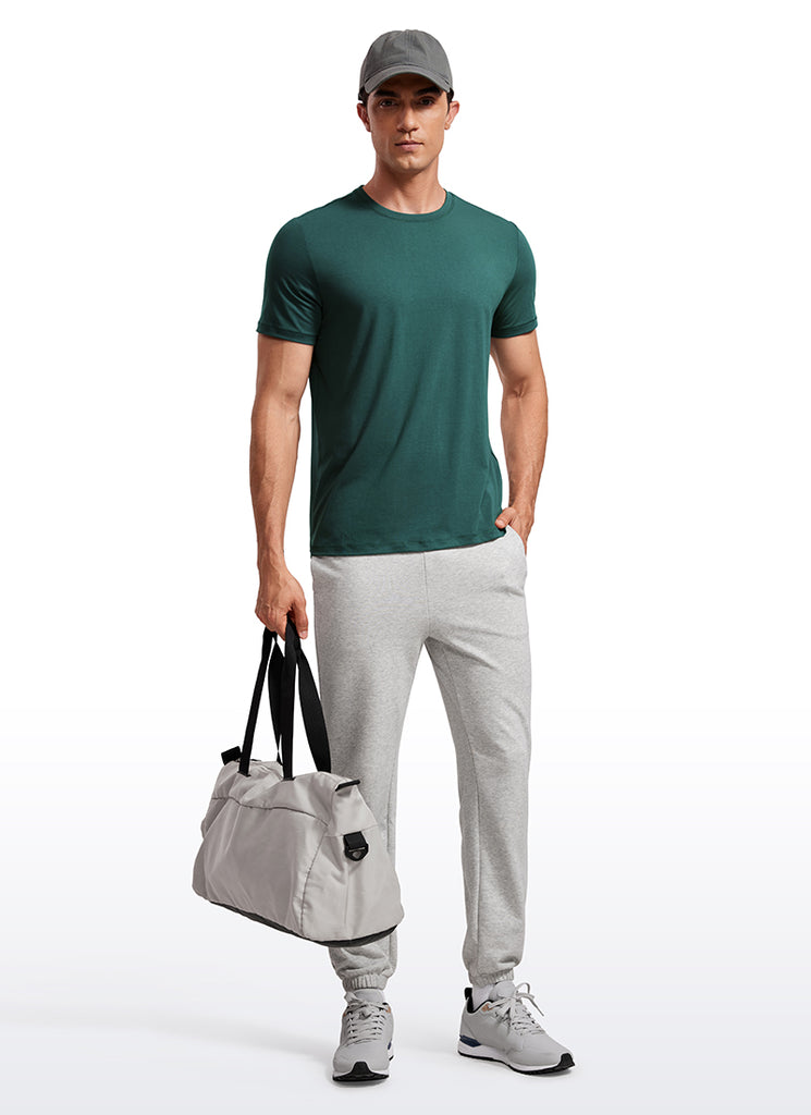 CRZ YOGA Men's Casual Classic Fit Quick Dry Crew Neck Short Sleeves Night Sea Blue