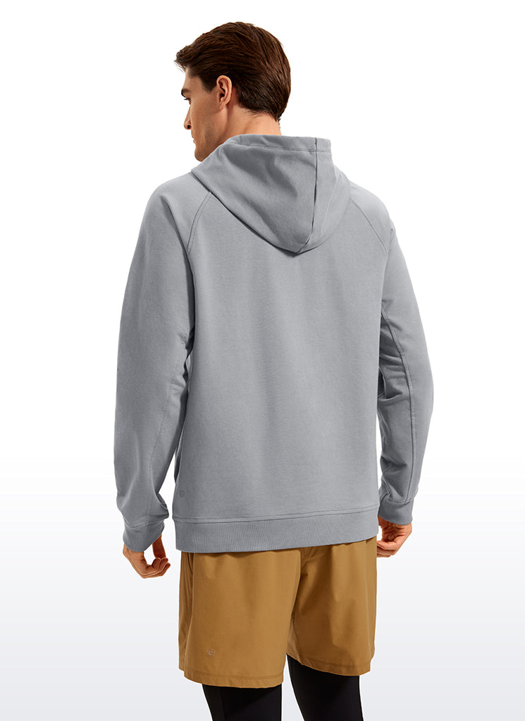 CRZ YOGA Men's Casual Outerwear Cotton Loose Fit Long Sleeve Hoodies Chambray Blue