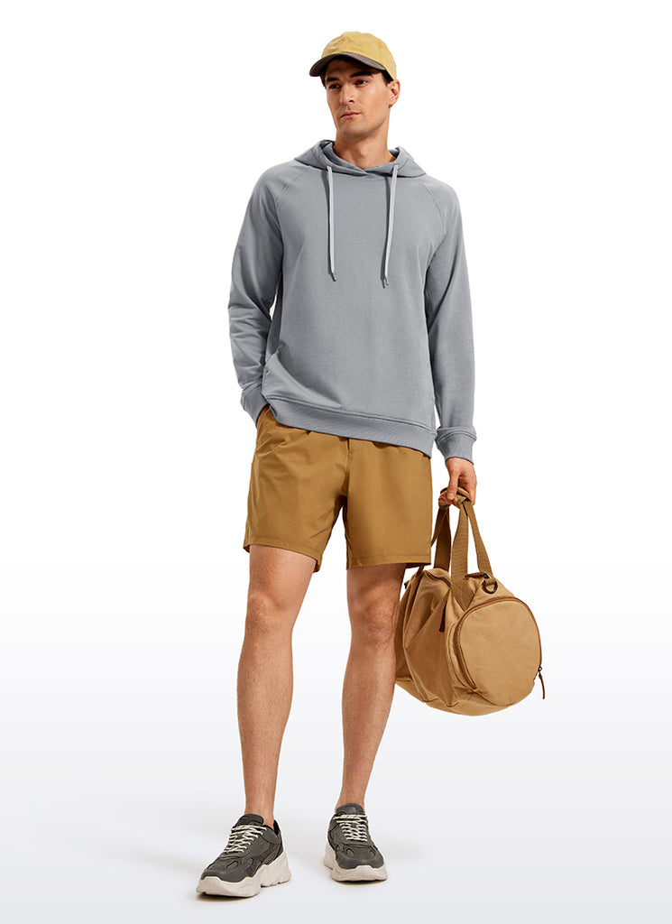 CRZ YOGA Men's Casual Outerwear Cotton Loose Fit Long Sleeve Hoodies Chambray Blue