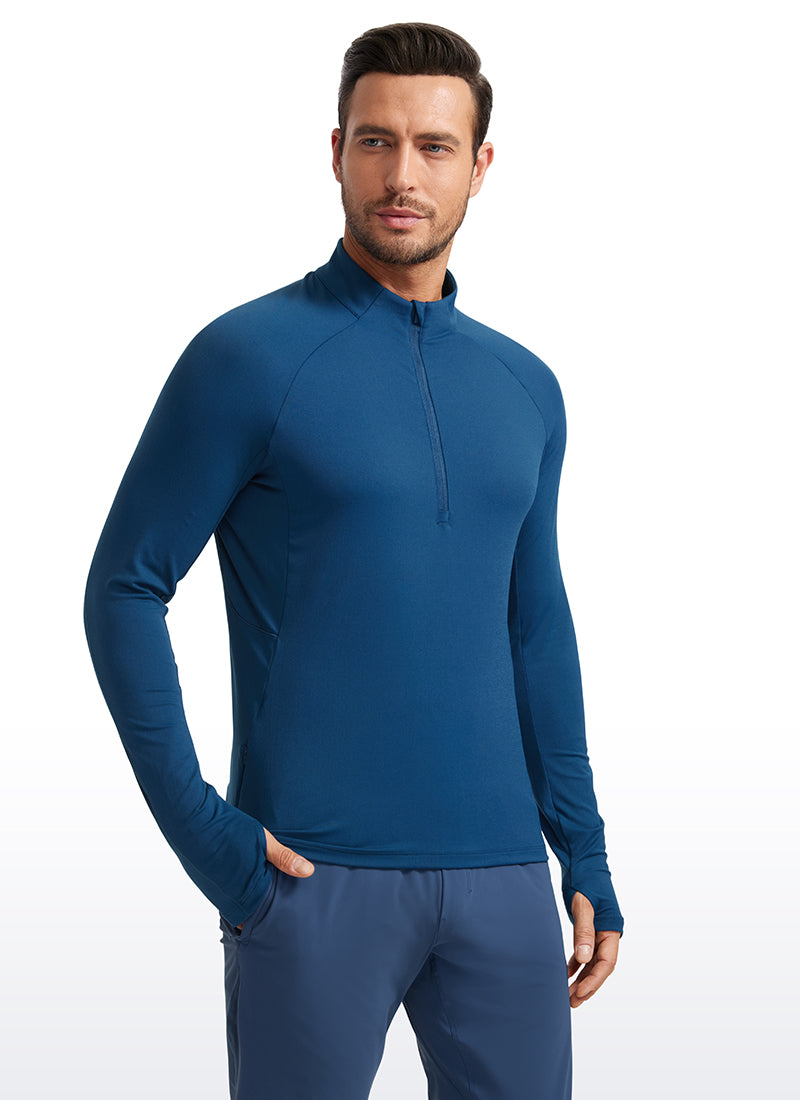 Brushed Half Zip Long Sleeve with Thumbhole