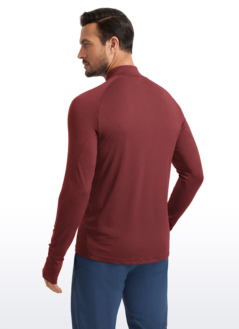 Brushed Half Zip Long Sleeve with Thumbhole