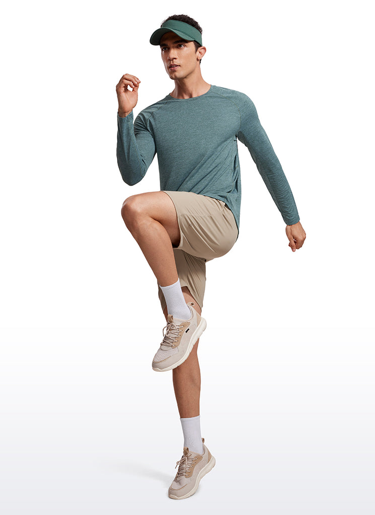 CRZ YOGA Men's Train Slim Fit Lightweight Rounded Scallop Long Sleeves Limestone Green