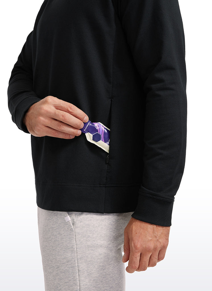 CRZ YOGA Men's Train Classic Fit Pullover Sweatshirts Long Sleeves Black