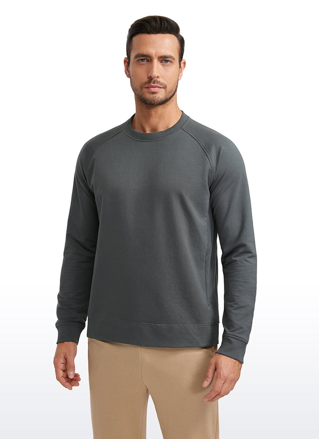 French Terry Pullover Sweatshirts with Zip Pockets