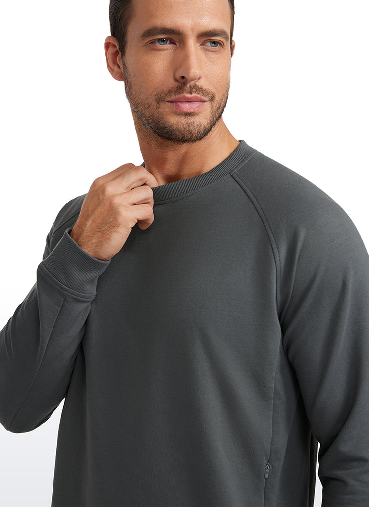 CRZ YOGA Men's Train Classic Fit Pullover Sweatshirts Long Sleeves Grey Sage