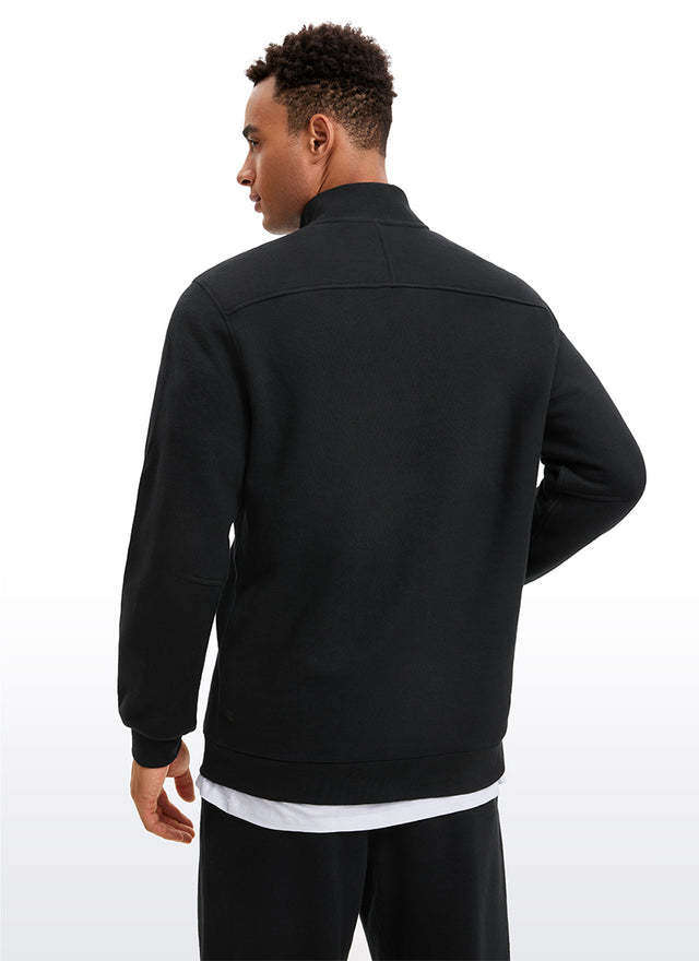 Fleece Lined Half Zip Sweatshirts Mock Neck