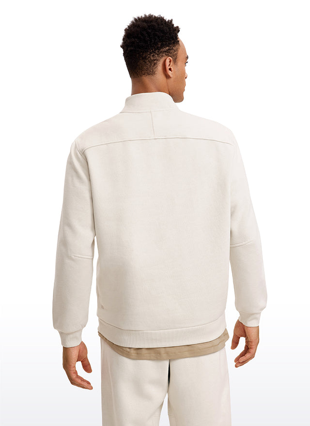 Fleece Lined Half Zip Sweatshirts Mock Neck