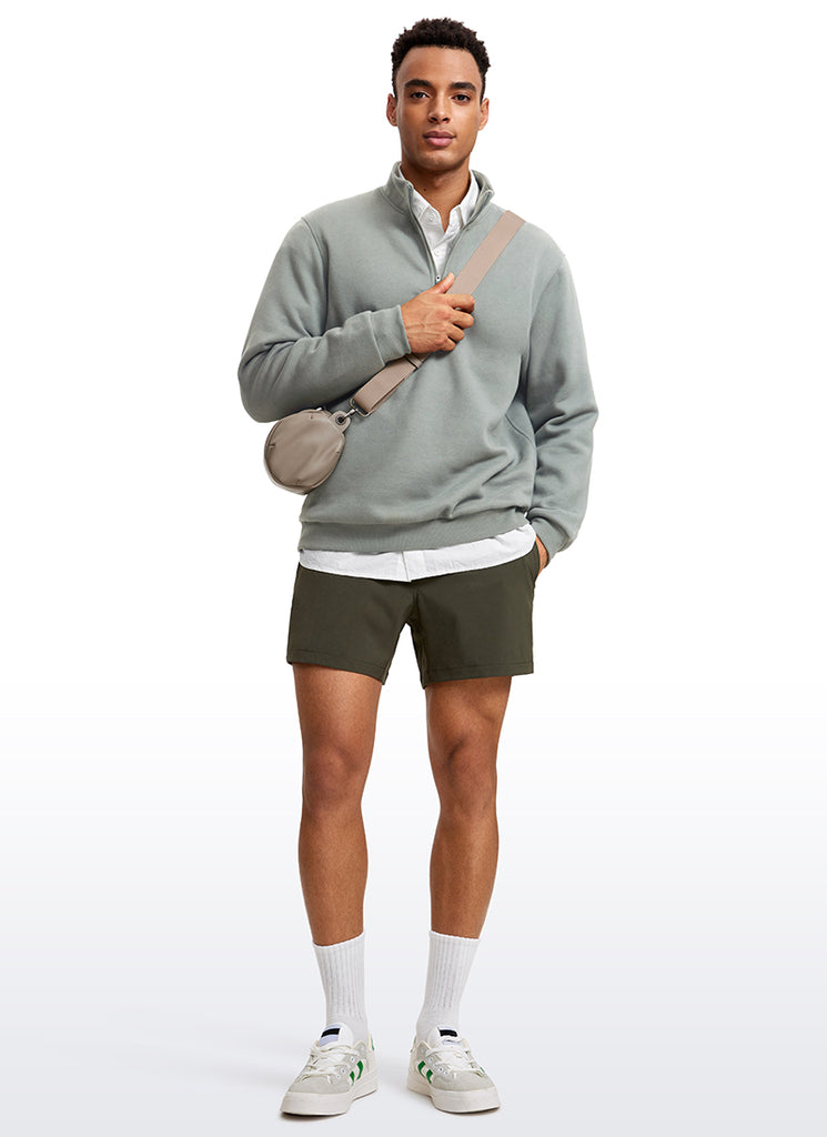 CRZ YOGA Men's Casual Relaxed Fit Fleece Lined Sweatshirts Mock Neck Sterling