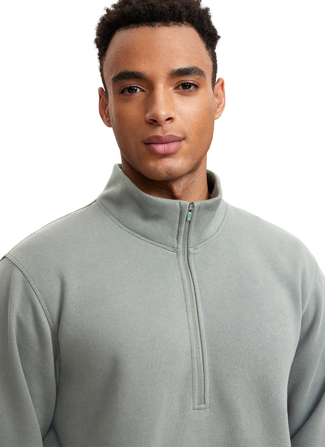 Fleece Lined Half Zip Sweatshirts Mock Neck