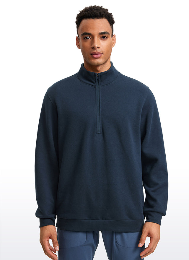 Fleece Lined Half Zip Sweatshirts Mock Neck